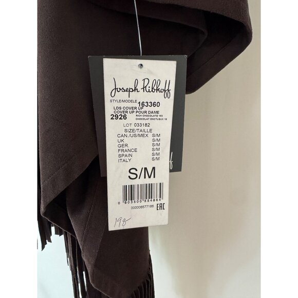 Joseph Ribkoff Faux Suede Fringe Poncho Size S/M Chocolate Western Boho Top NEW - Picture 5 of 9